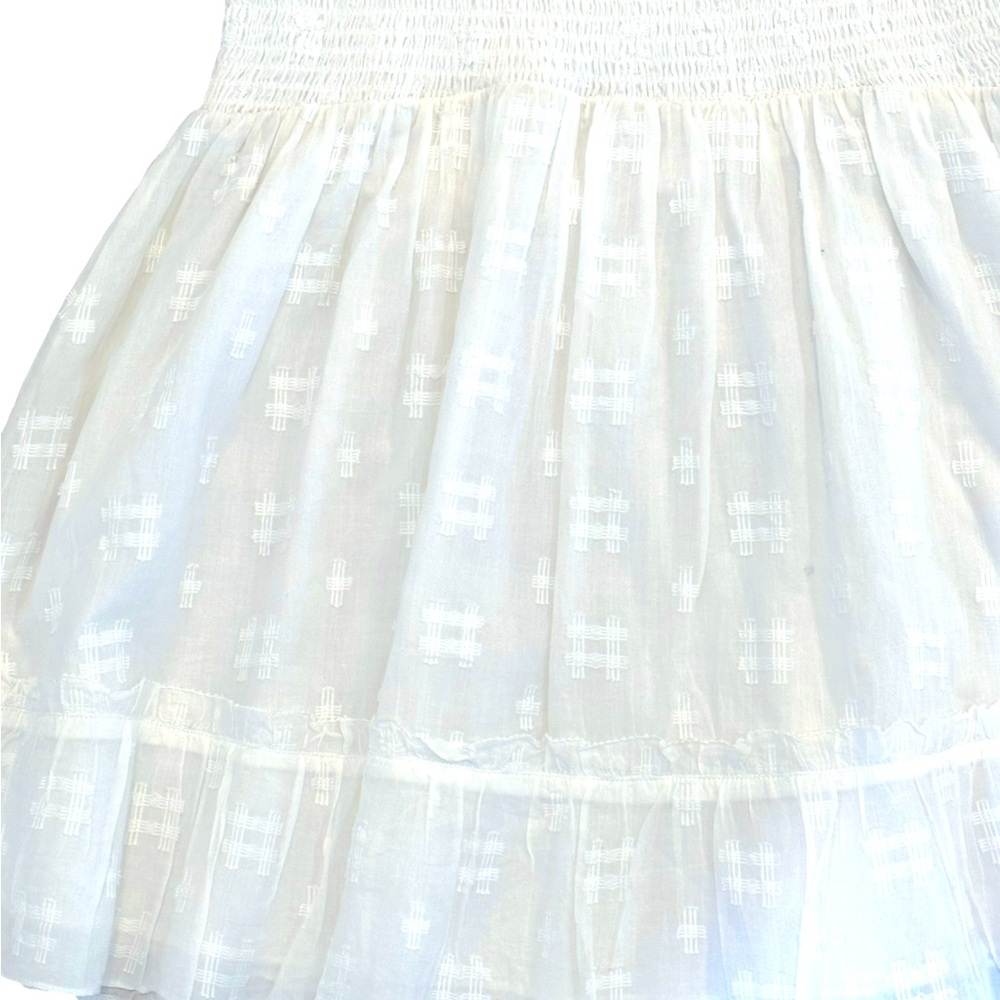 Cleobella Mar Ruffle White Marrakesh Smocked Textured Spaghetti Strap Dress L - Picture 4 of 16